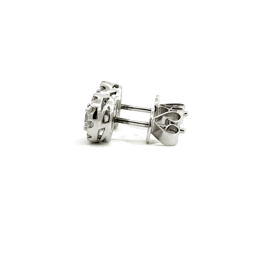 Halo Earrings - 14k White Gold 0.74ct #10705