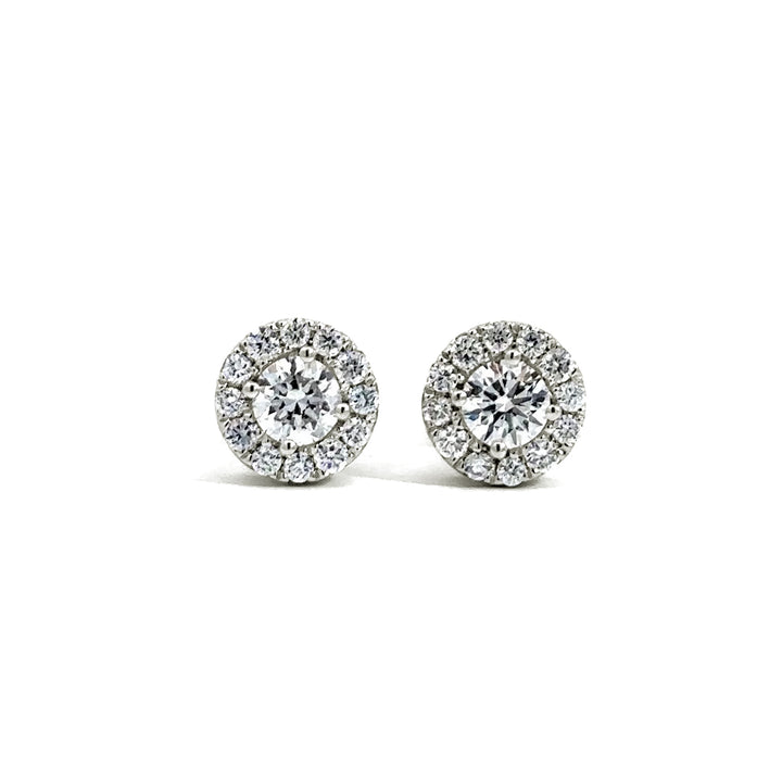 Halo Earrings - 14k White Gold 1.10ct #10706