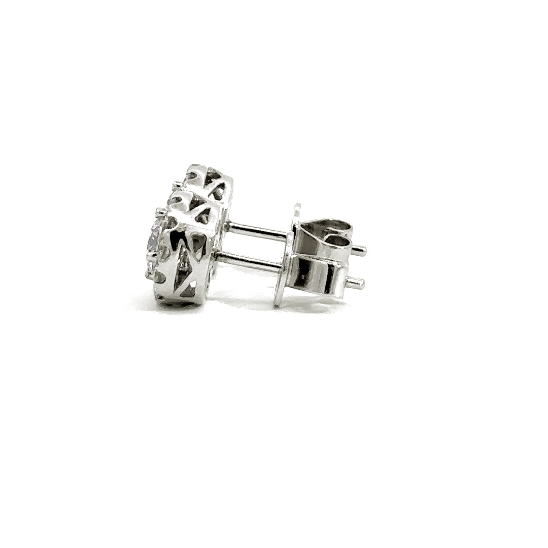 Halo Earrings - 14k White Gold 1.10ct #10706