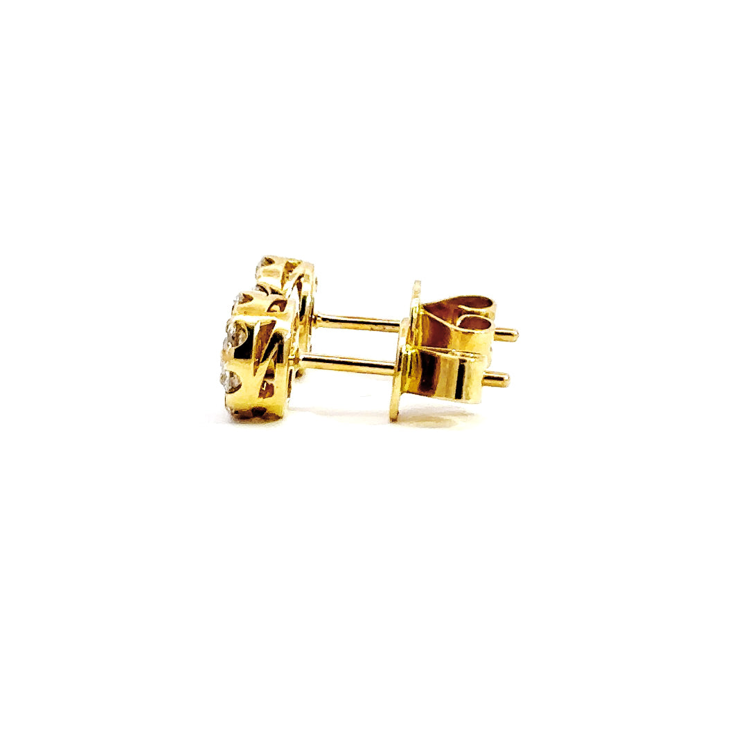 Halo Earrings - 14k Yellow Gold 0.52ct #10707