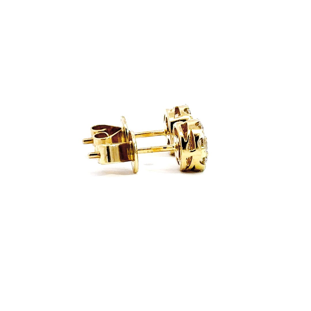 Halo Earrings - 14k Yellow Gold 0.52ct #10707