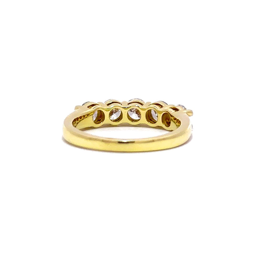 5 Stone Ring - 14k Yellow Gold Shared Prong Ring 1.28ct #10719