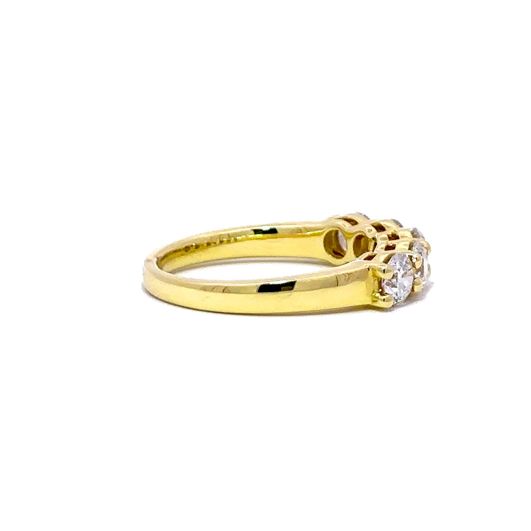 5 Stone Ring - 14k Yellow Gold Shared Prong Ring 1.28ct #10719