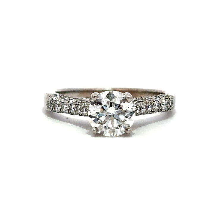 Pavé Ring (Round) and Side Diamonds - 18k White Gold 1.13ct #10783