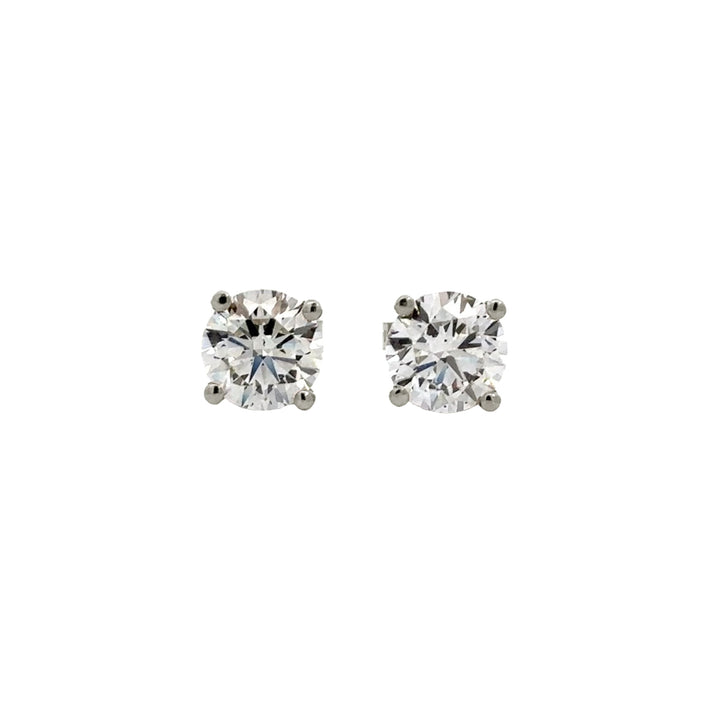 Solitaire Earrings - 14k White Gold 3.04ct #11799