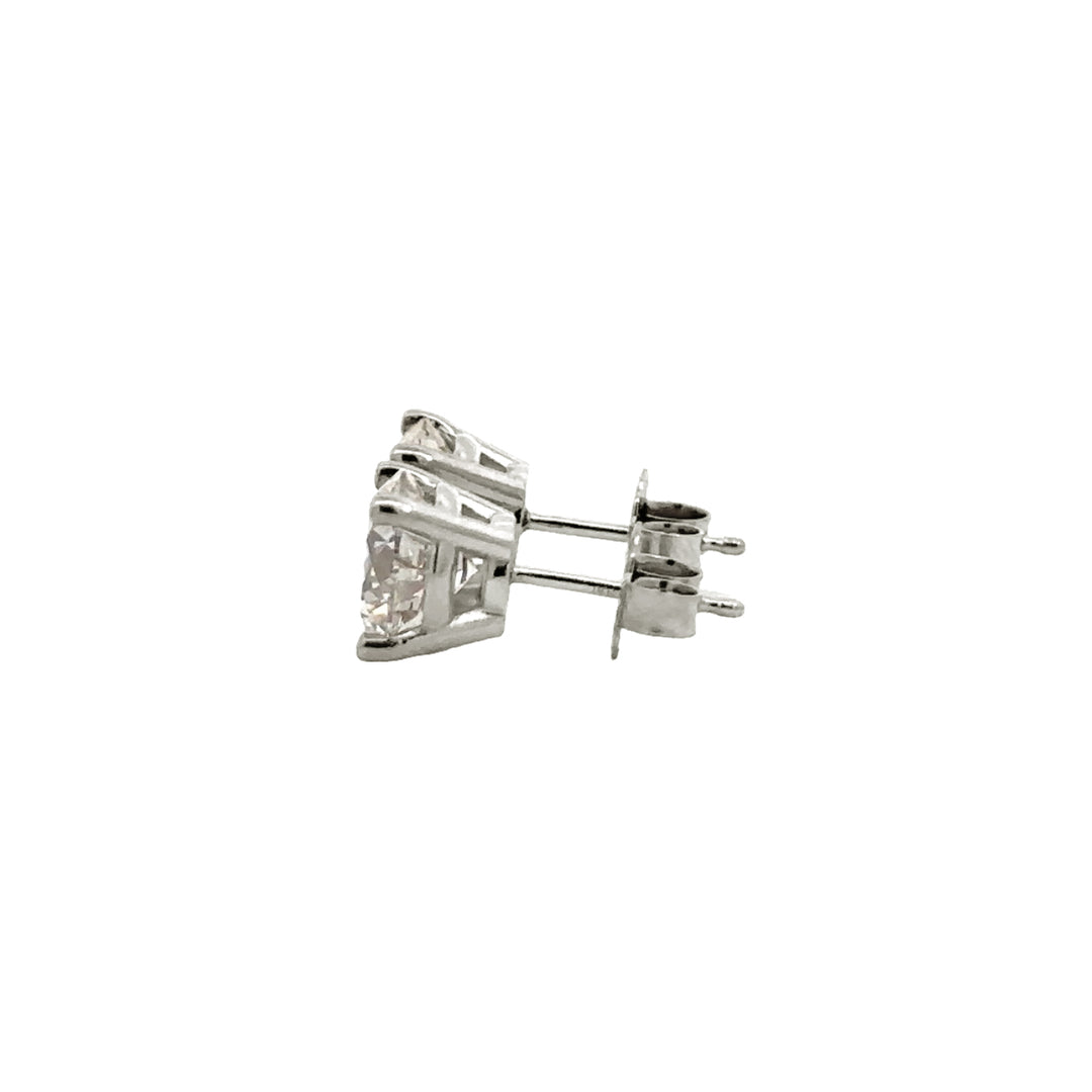 Solitaire Earrings - 14k White Gold 3.04ct #11799