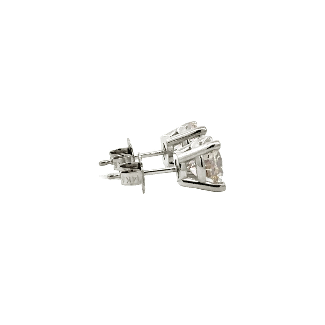 Solitaire Earrings - 14k White Gold 3.04ct #11799