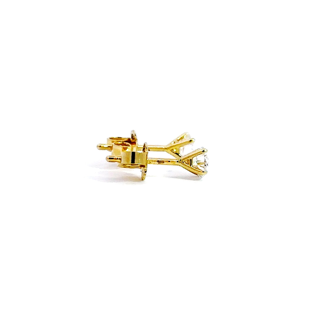 Solitaire Earrings - 14k Yellow Gold 0.30ctw #11916