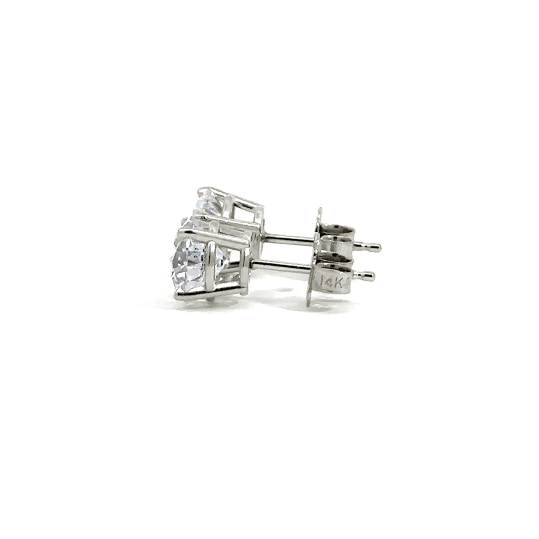 Solitaire Earrings - 14k White Gold 2.11ct #11798