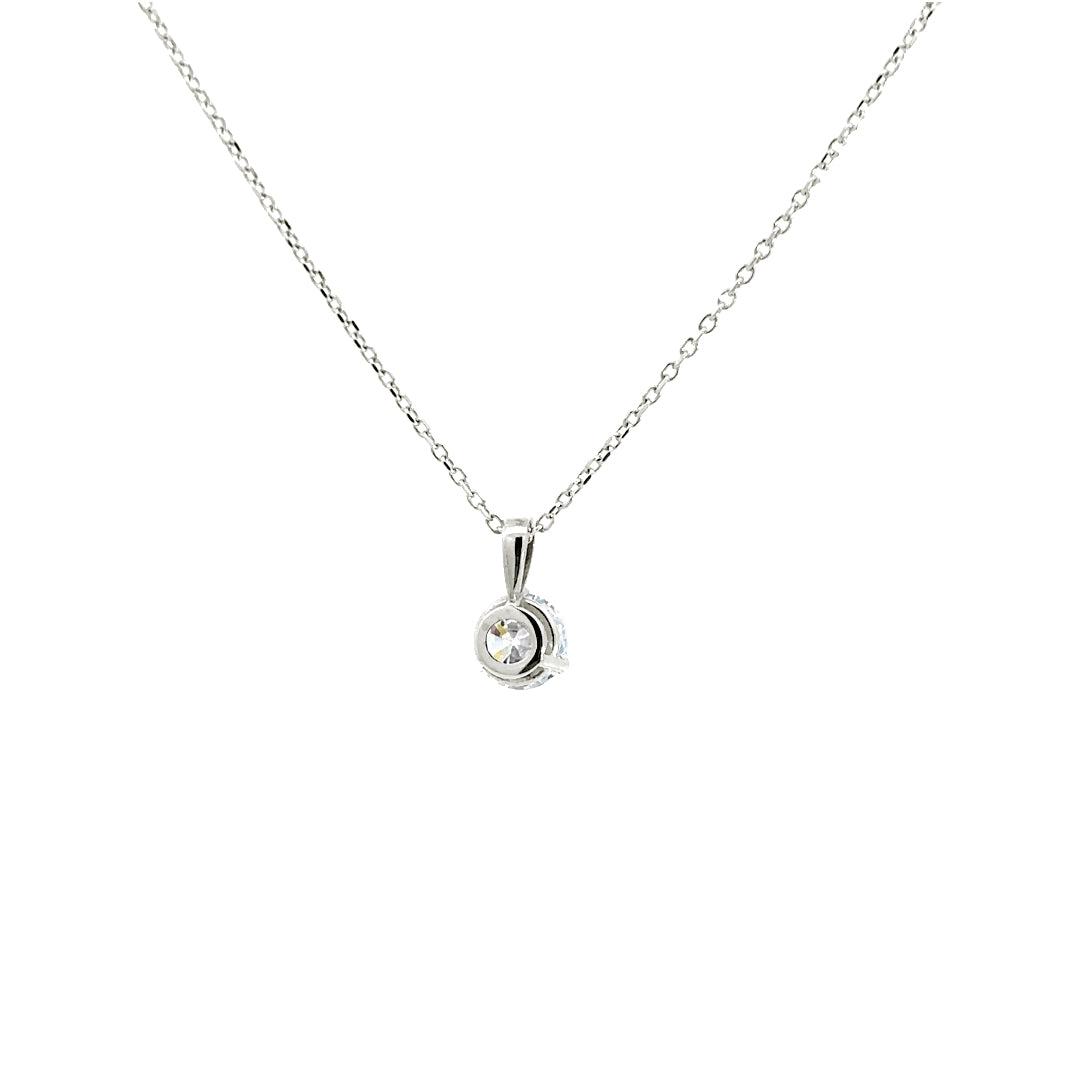 Solitaire Necklace - 14k White Gold 0.85ct #11173