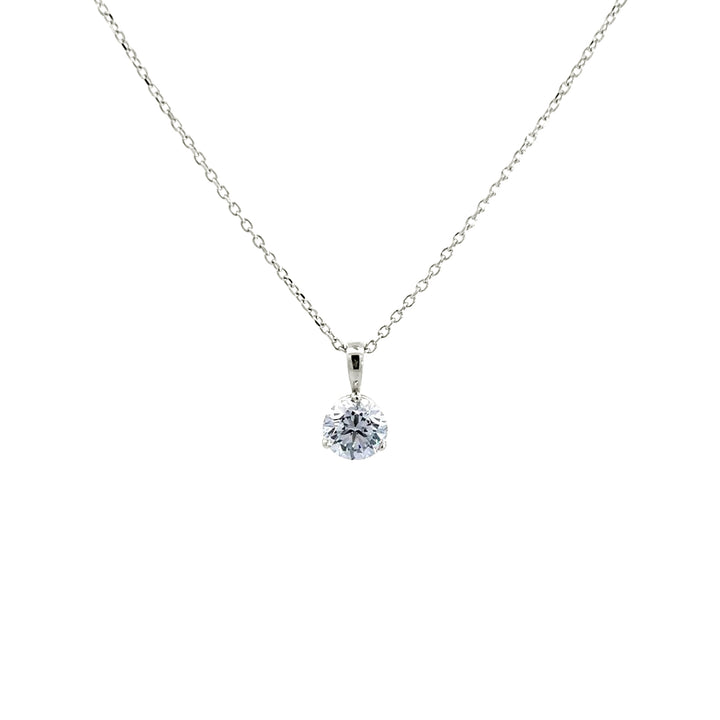 Solitaire Necklace - 14k White Gold 0.85ct #11173