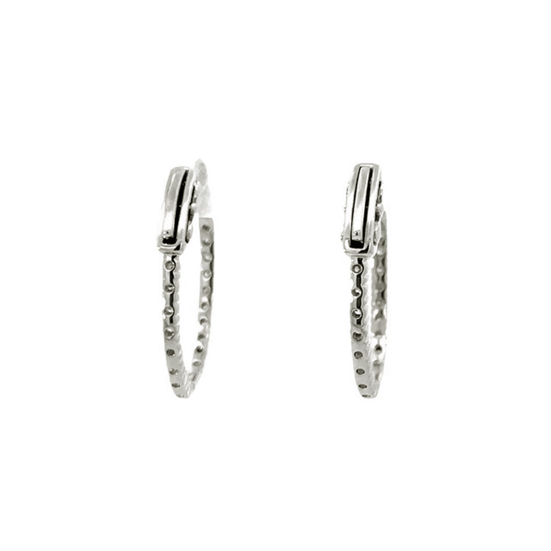 Hoop Earrings (Oval) - 10k White Gold 1.00ct #11219