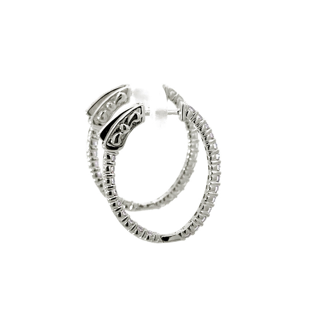 Hoop Earrings (Oval) - 10k White Gold 1.00ct #11219