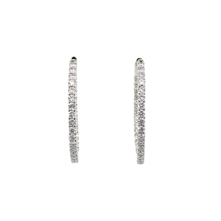 Hoop Earrings (Round) - 10k White Gold 1.50ct #11223