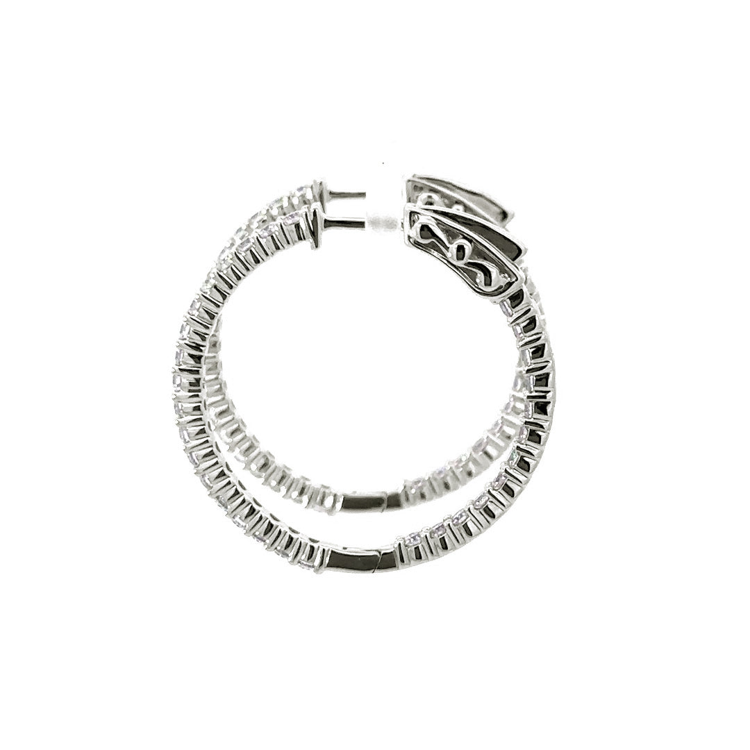 Hoop Earrings (Round) - 10k White Gold 1.50ct #11223