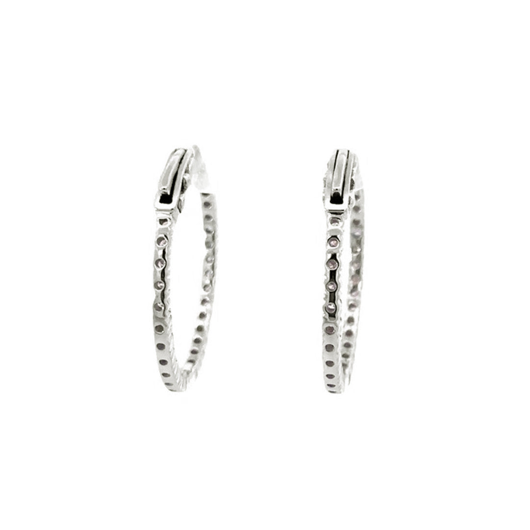 Hoop Earrings (Round) - 10k White Gold 1.50ct #11223