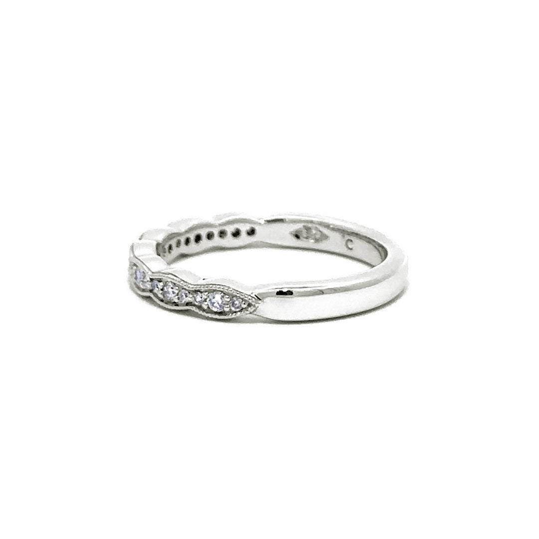 Scalloped Ring - 14k White Gold 0.17ctw #11246