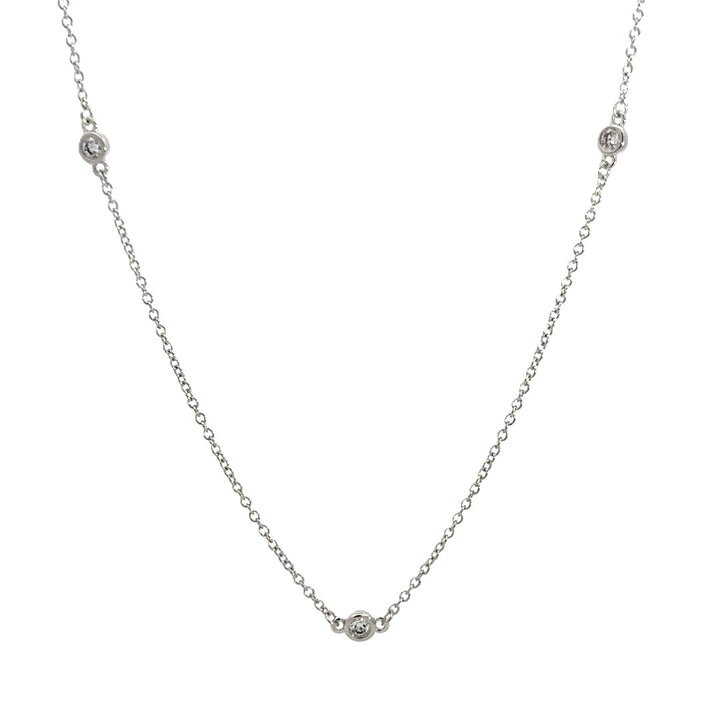 Station Necklace (Bezel-set) - 14k White Gold 0.33ctw #11340