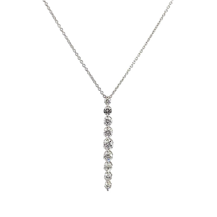 Graduated Diamond Drop Necklace - 14k White Gold 1.00ctw #11361