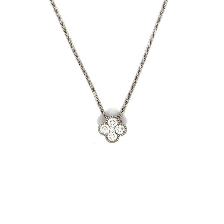 Clover Necklace - 14k White Gold 0.25ctw #11362