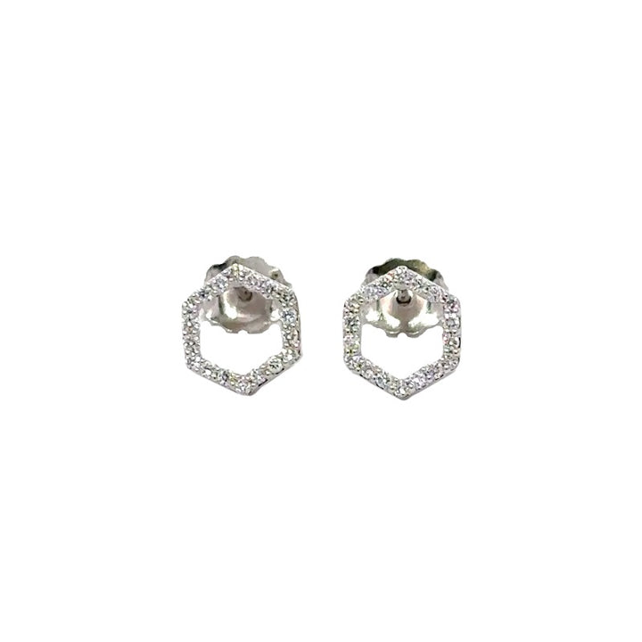 Hexagon Earrings - 14k White Gold 0.20ctw #12000