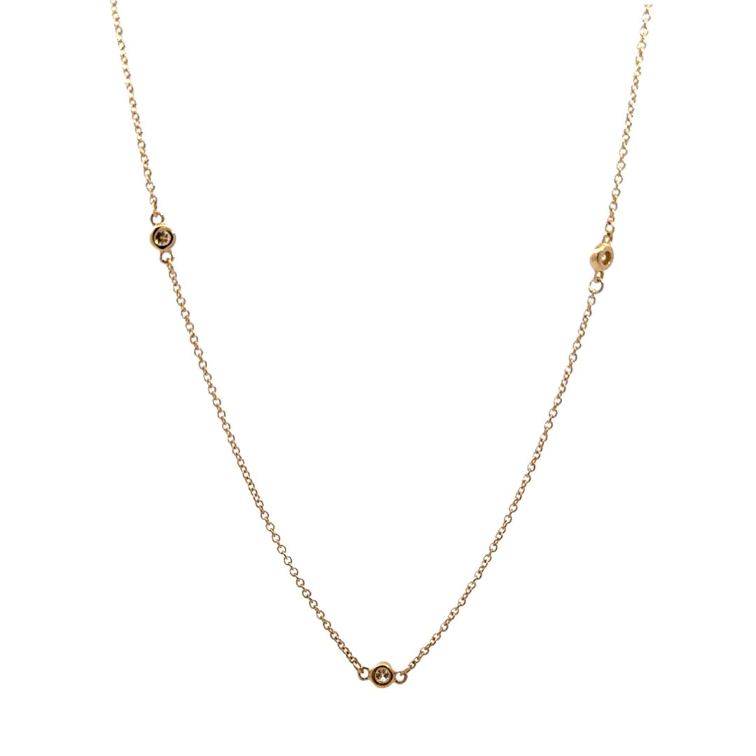 Station Necklace (Bezel-set) - 14k Yellow Gold 0.33ctw #11376