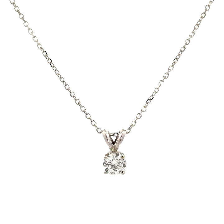 Solitaire Necklace - 14k White Gold 0.50ct #11378