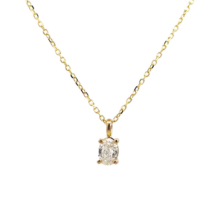 Solitaire Necklace (Oval) - 14k Yellow Gold 0.50ct #11381