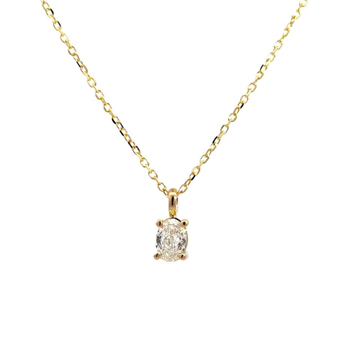 Solitaire Necklace (Oval) - 14k Yellow Gold 0.50ct #11390