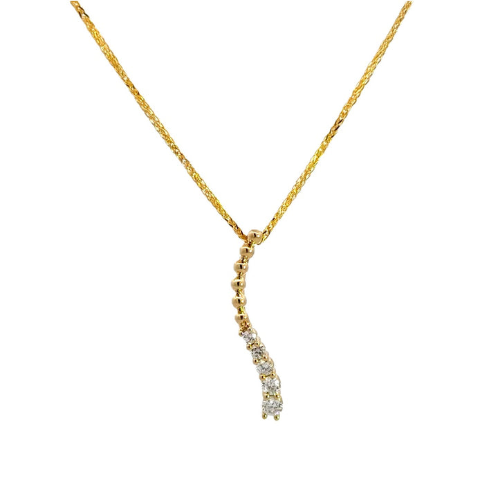 Graduated Wave Diamond Necklace - 14k Yellow Gold 0.20ctw #11382