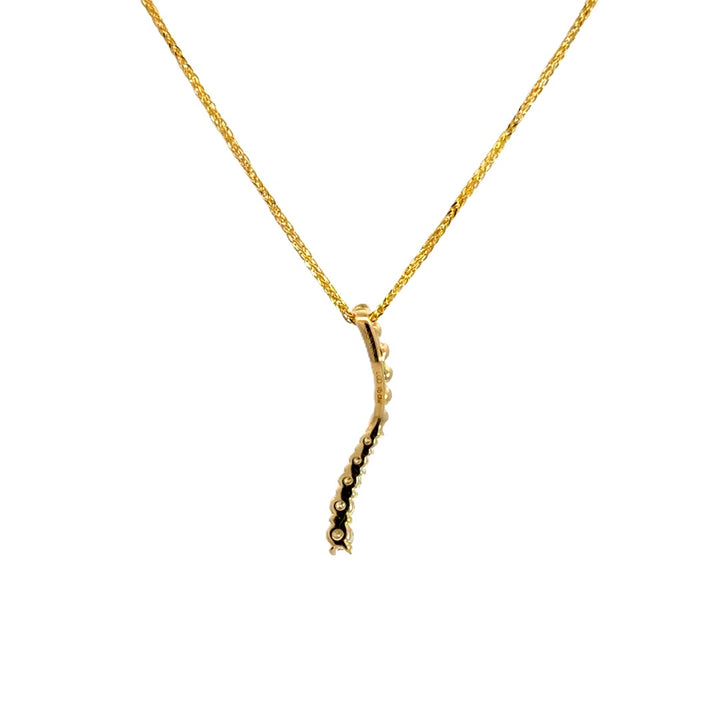 Graduated Wave Diamond Necklace - 14k Yellow Gold 0.20ctw #11382