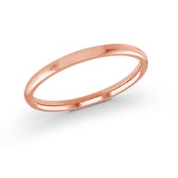 Rose gold wedding band with diamond accent on a white background.