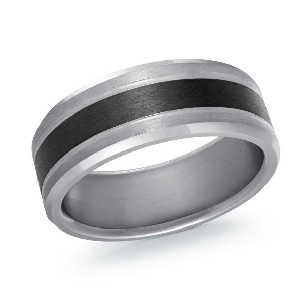 Wedding band ring on a white background.