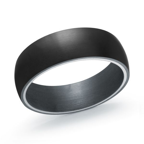 Wedding band ring on a white background.