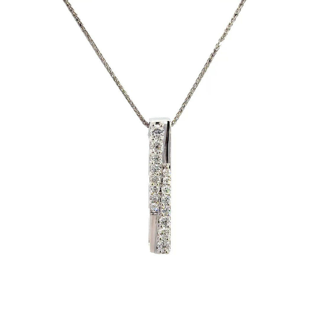 Diamond bar necklace on a white background