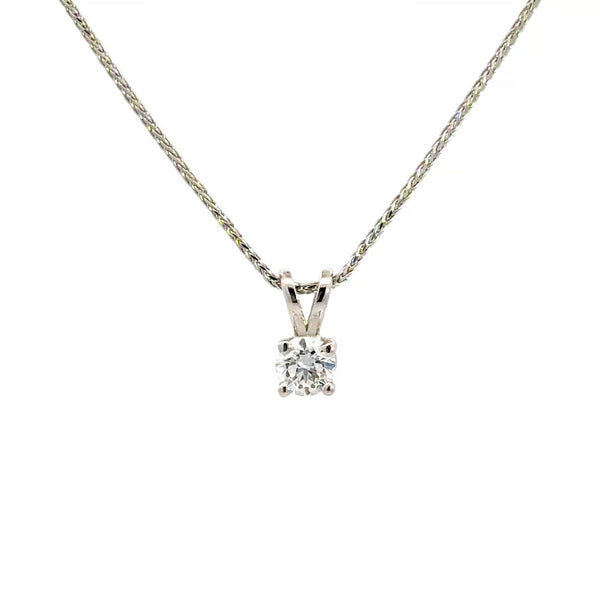 White gold diamond necklace on a white background.