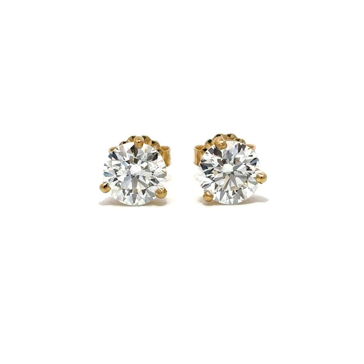 Solitaire Earrings - 14k Yellow Gold 2.04ctw #11989