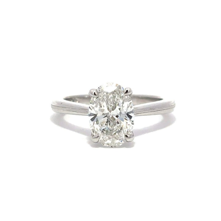 Milgrain Ring (Oval) - 14k White Gold 2.01ct #11991