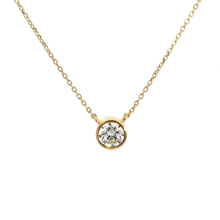 Solitaire Necklace (Bezel-Set Round) - 14k Yellow Gold 0.75ct #12002