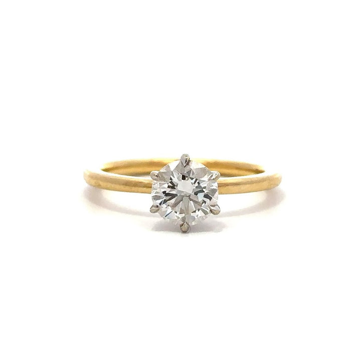 Solitaire Ring (Round) - 14k Yellow & White Gold 1.00ct #12018