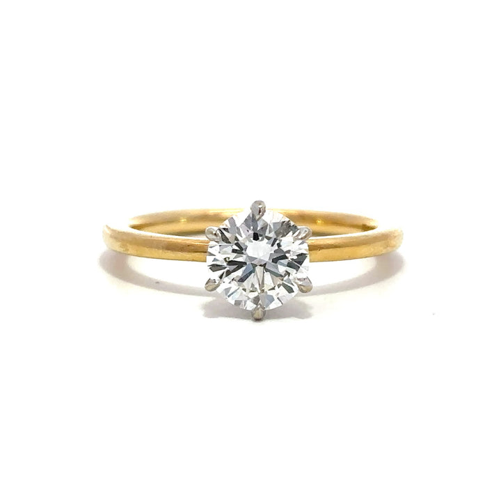 Solitaire Ring (Round) - 14k Yellow & White Gold 1.00ct #12018
