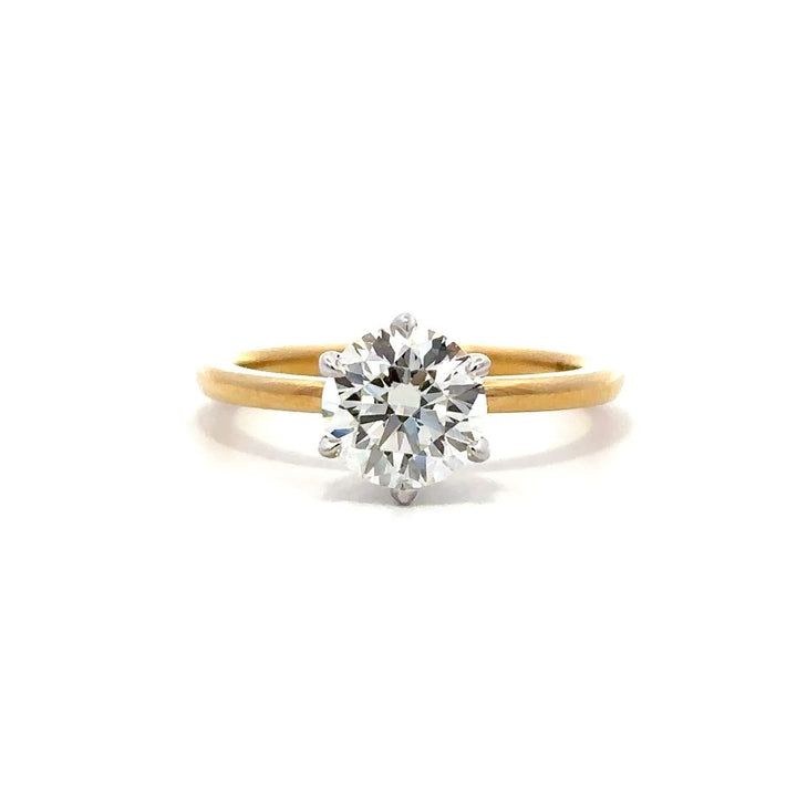 Solitaire Ring (Round) - 14k Yellow & White Gold 1.50ct #12019