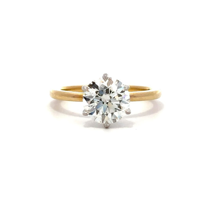 Solitaire Ring (Round) - 14k Yellow & White Gold 2.00ct #12020