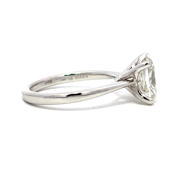 Solitaire Ring (Elongated Cushion) - 14k White Gold 3.05ct #12049