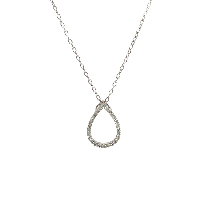 Pear Shaped Necklace (Round) - 14k White Gold 0.20ct #12076