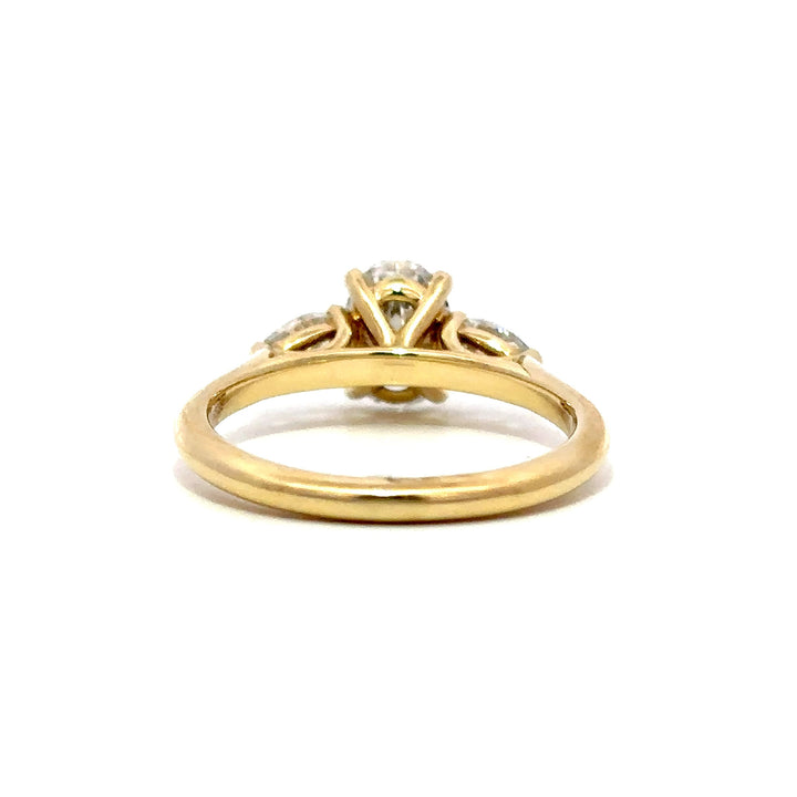 Three-Stone Ring (Oval &  Pear) - 14k Yellow Gold 1.00ct #12134