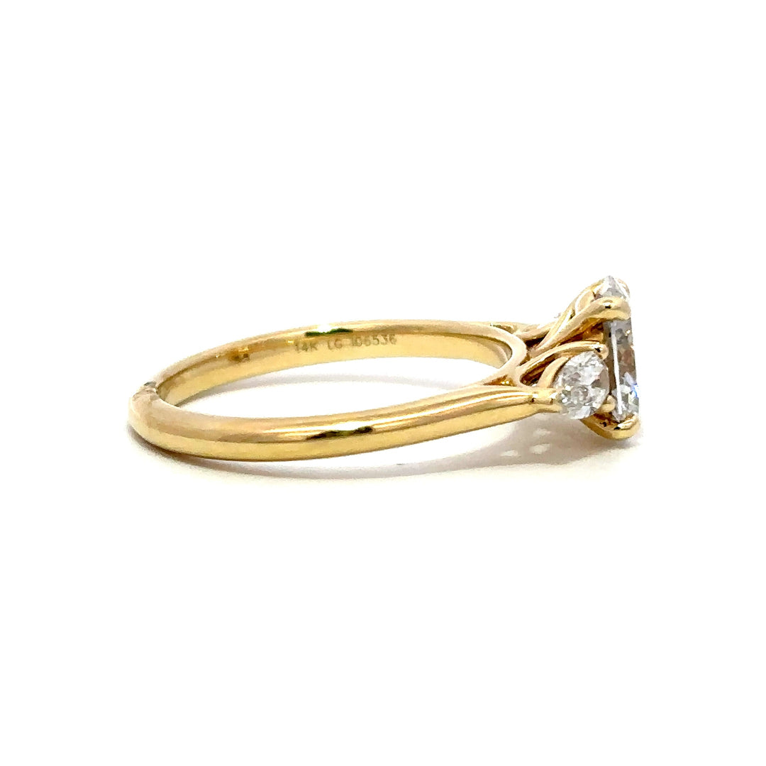 Three-Stone Ring (Oval &  Pear) - 14k Yellow Gold 1.00ct #12134