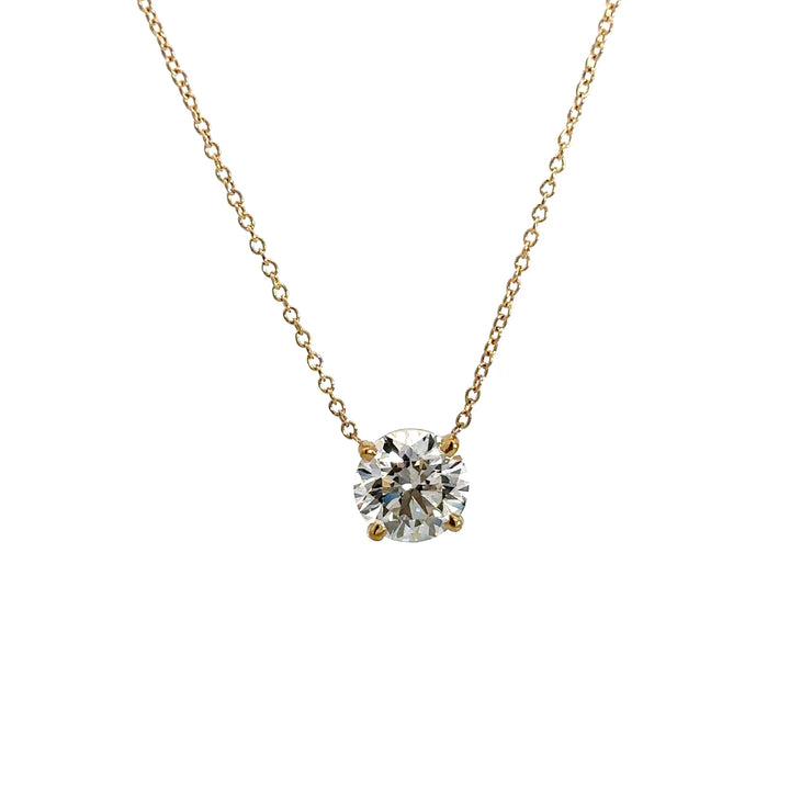 Solitaire Necklace (Round) - 14k Yellow Gold 1.56ct #12245