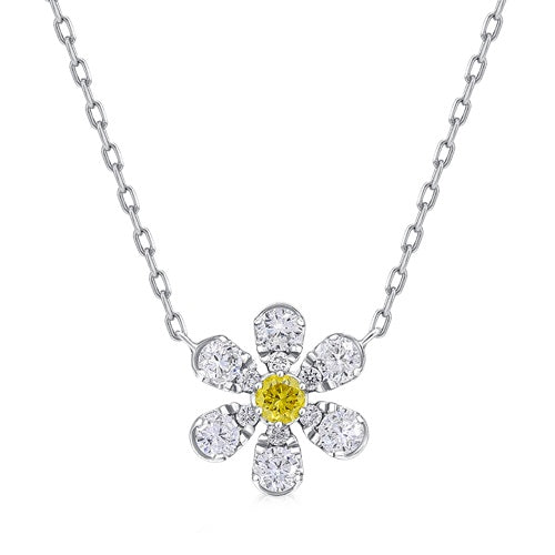 Flourishan "Sunflower" Necklace - 14k White Gold Vermeil #12273