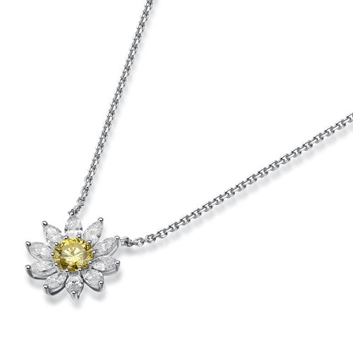 Flourishan "Sunlit Daisies" Necklace - 14k White Gold Vermeil #12291